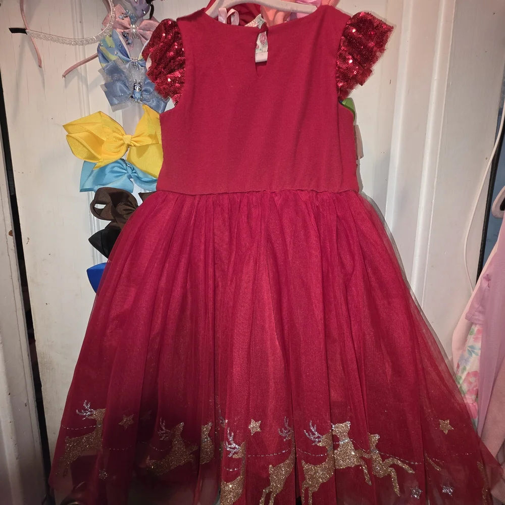 Zunie Red Sequin & Tulle Reindeer Party Dress